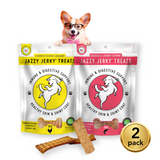 Load image into Gallery viewer, HappyTails Canine Wellness jazzy jerky meat lover premium beef chicken 2 Pack made in usa natural ingredients immune digestive support skin &amp; coat health prebiotics omega 3 &amp; 6 front